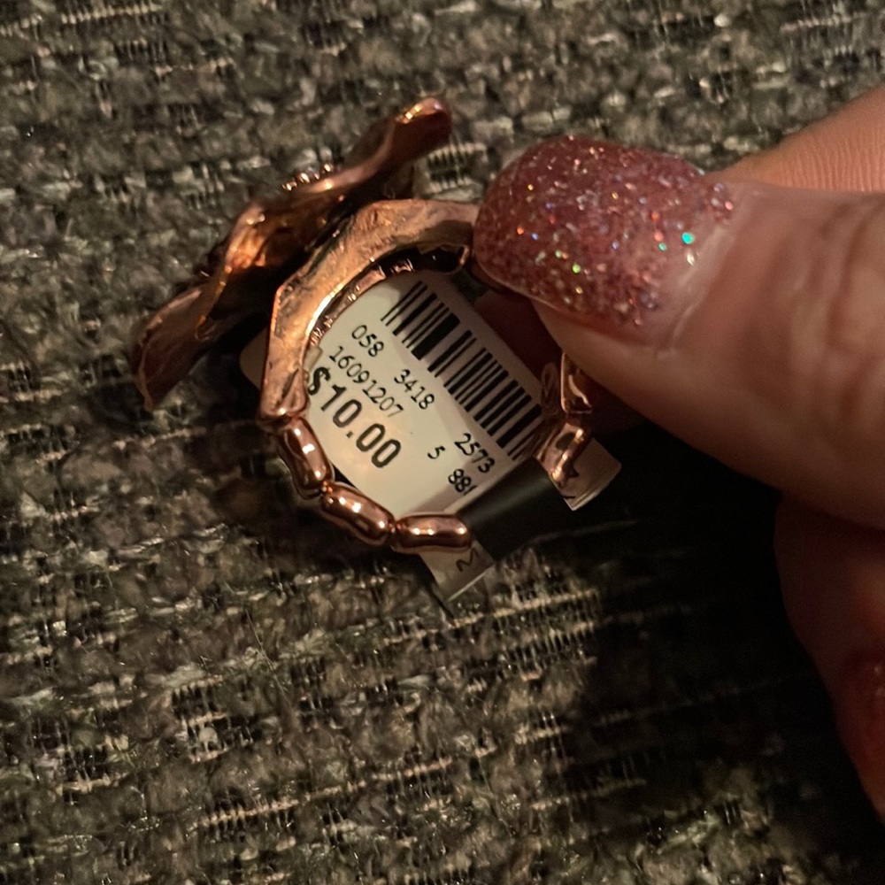 Rose gold flower stretch ring - New